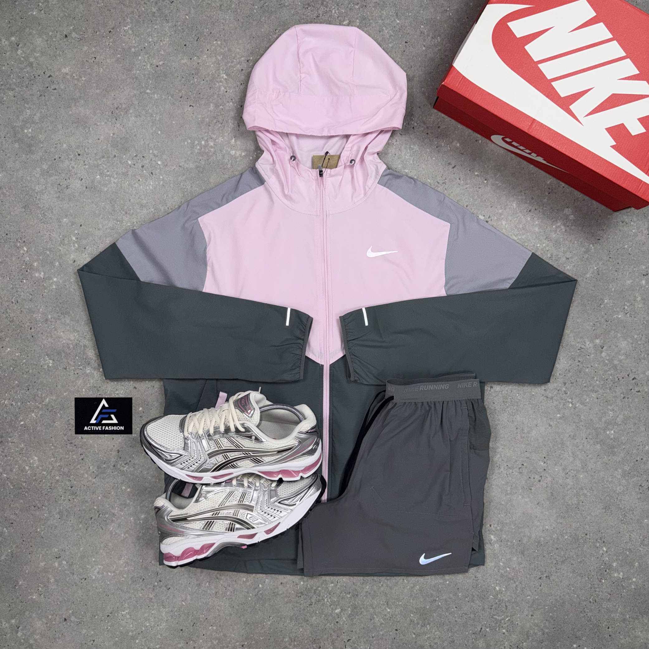 Nike UV Windrunner Jacket & 7” Flex Short Set Pink Foam