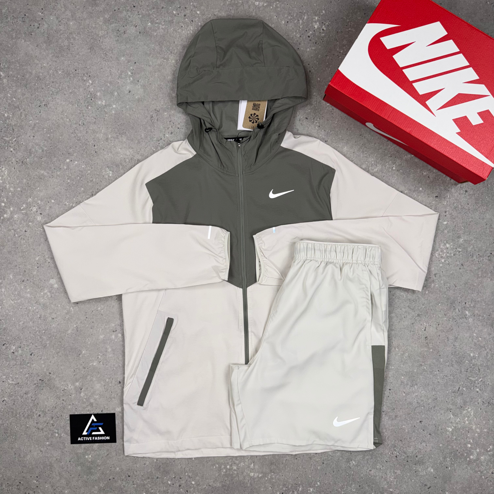 Nike UV Windrunner Jacket & 7” Challenger Shorts Set Beige