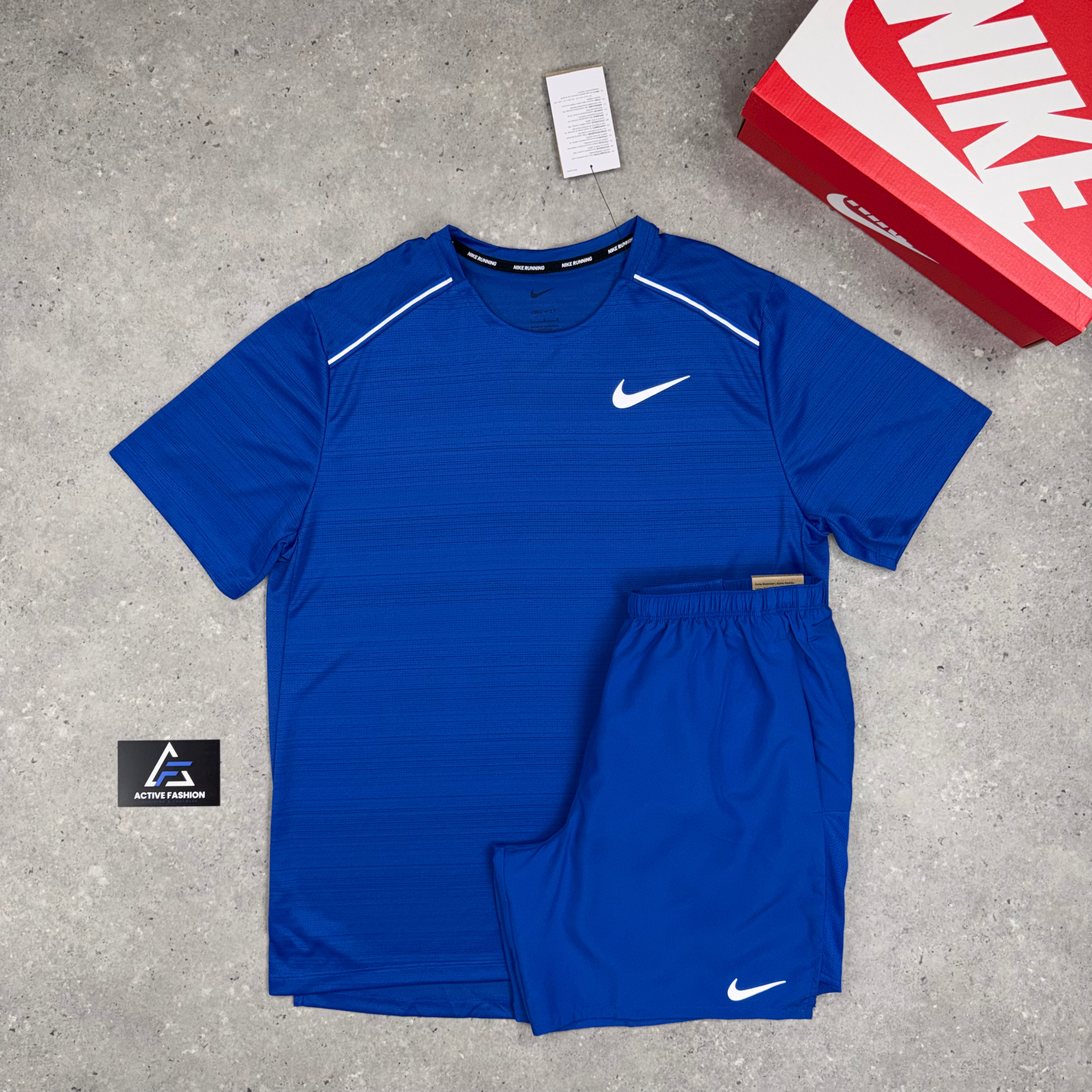 Nike Miler 1.0 T-Shirt & 7" Challenger Shorts Royal Blue