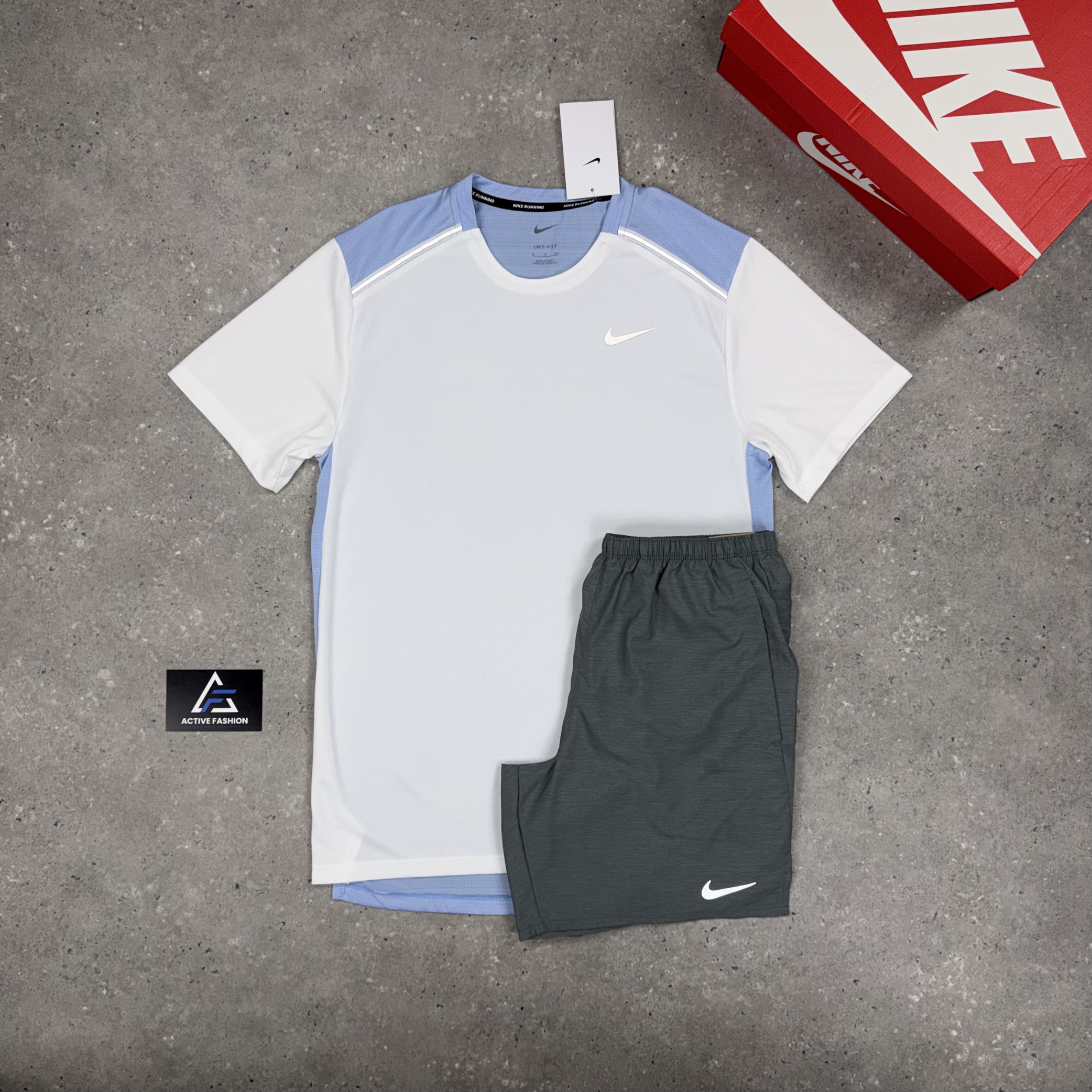 Nike Miler 1.0 White/Cobalt & Grey 7" Challenger Short Set