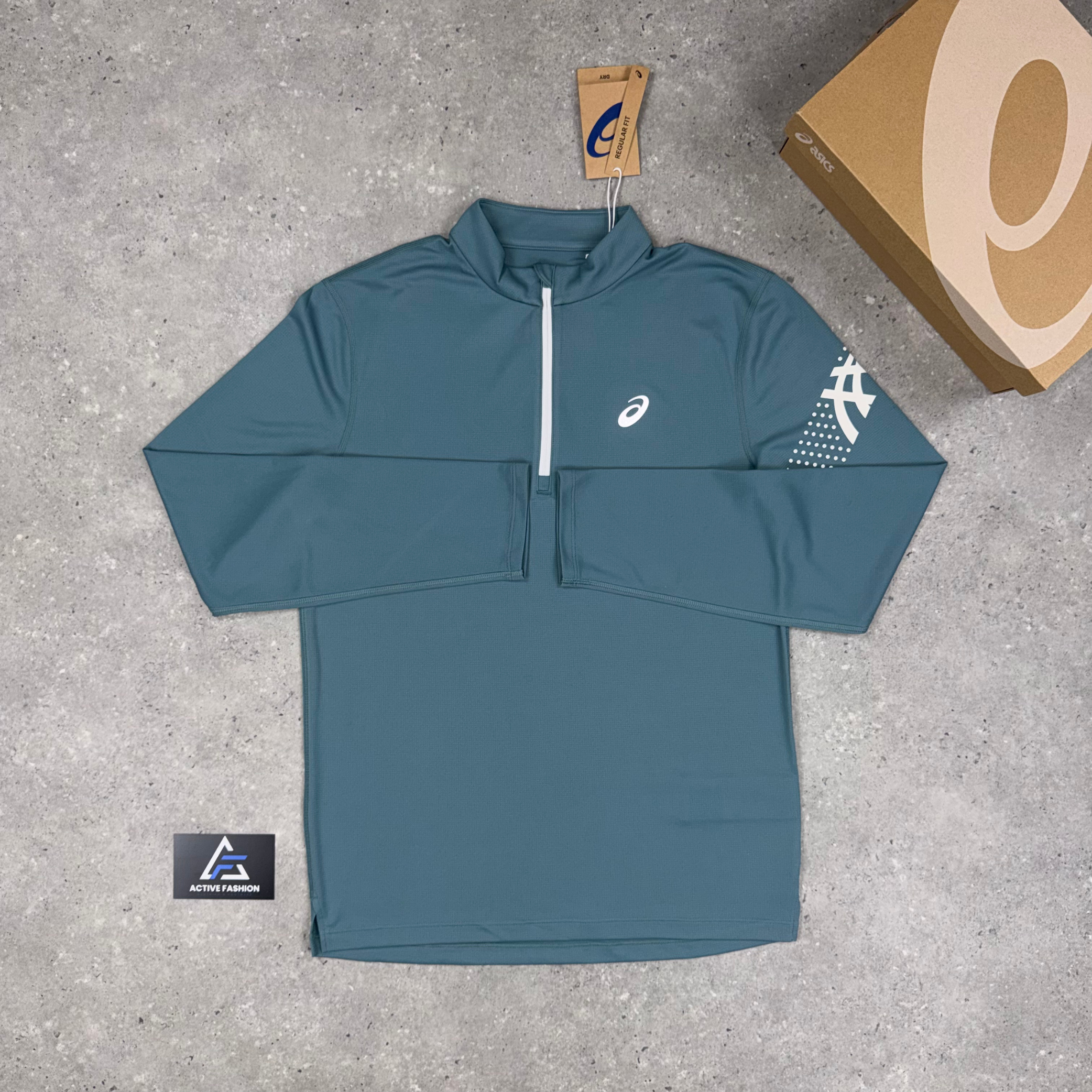 Asics Icon 1/4 Zip & Icon Shorts – Foggy Teal Set