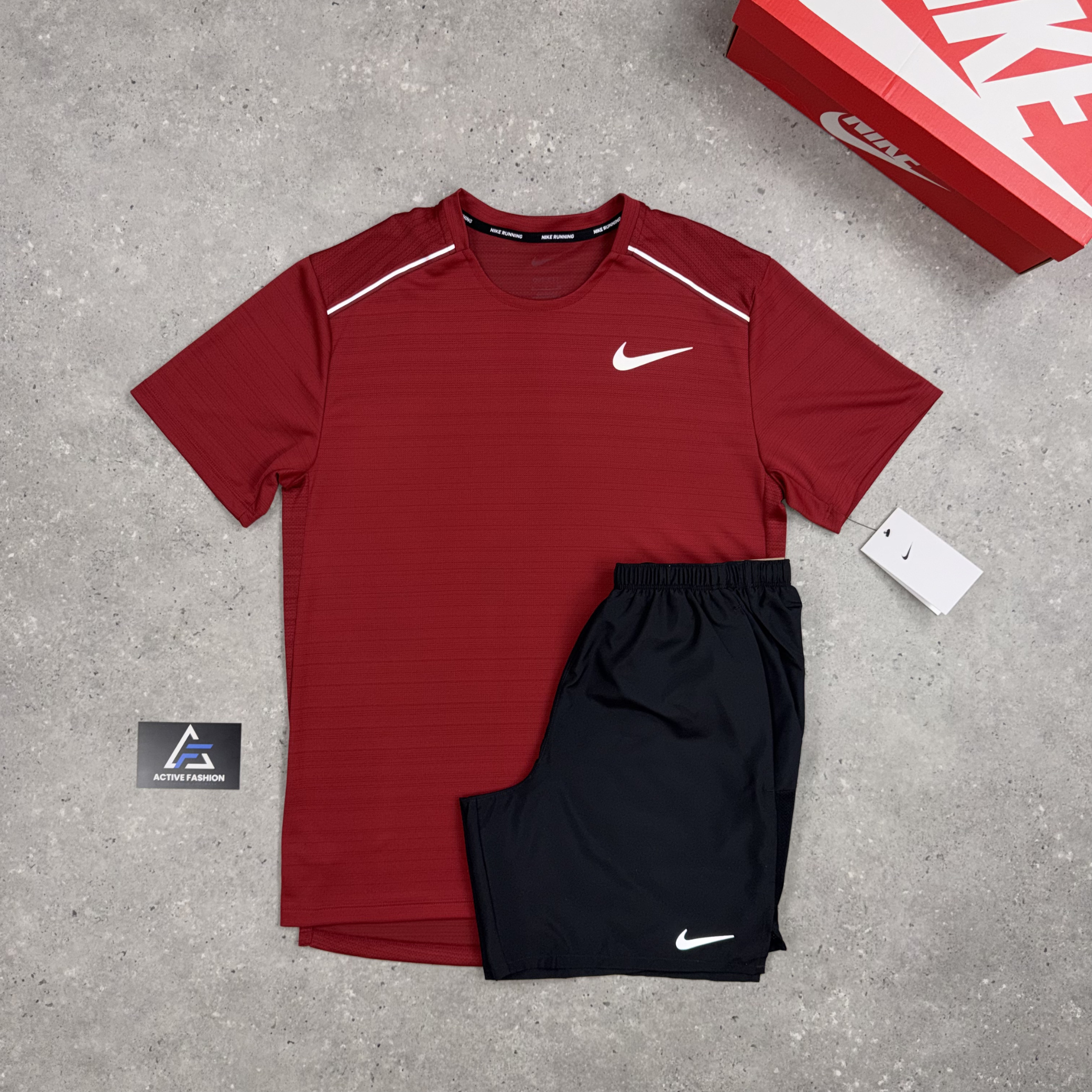 Nike Miler T-Shirt Crimson & Black 7" Challenger Short Set