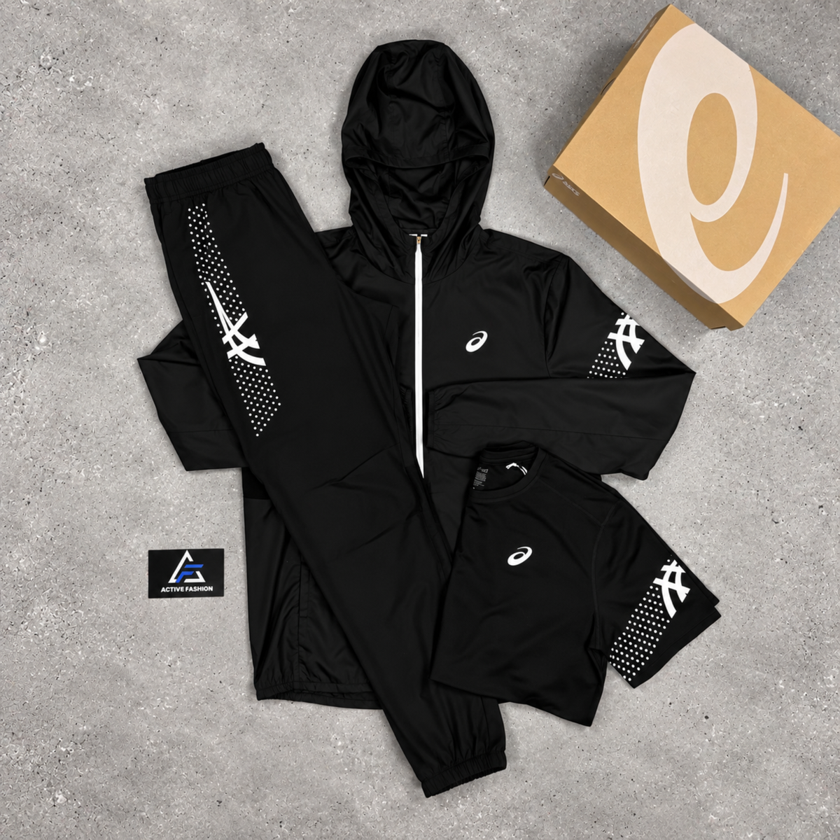Asics Icon Jacket, T-Shirt & Pants Set Black