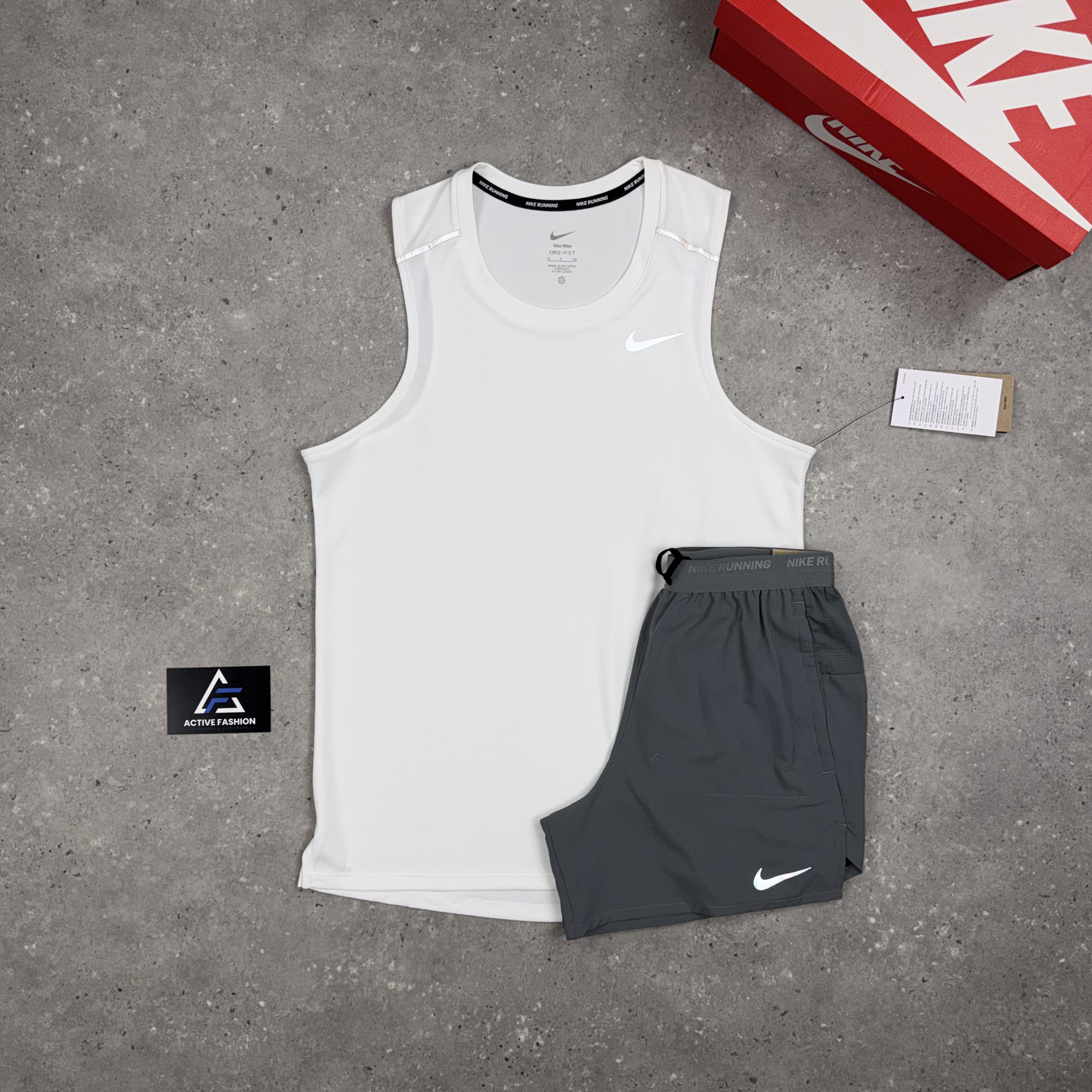 Nike Miler Vest 1.0 Ice White & Grey 5" Flex Stride Short Set