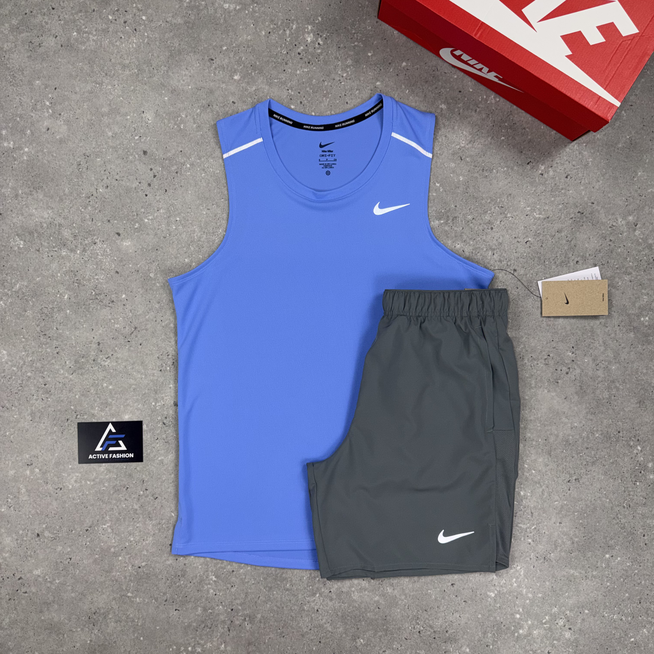 Nike Miler Vest 1.0 Pulse Blue & Grey 7" Challenger Short Set