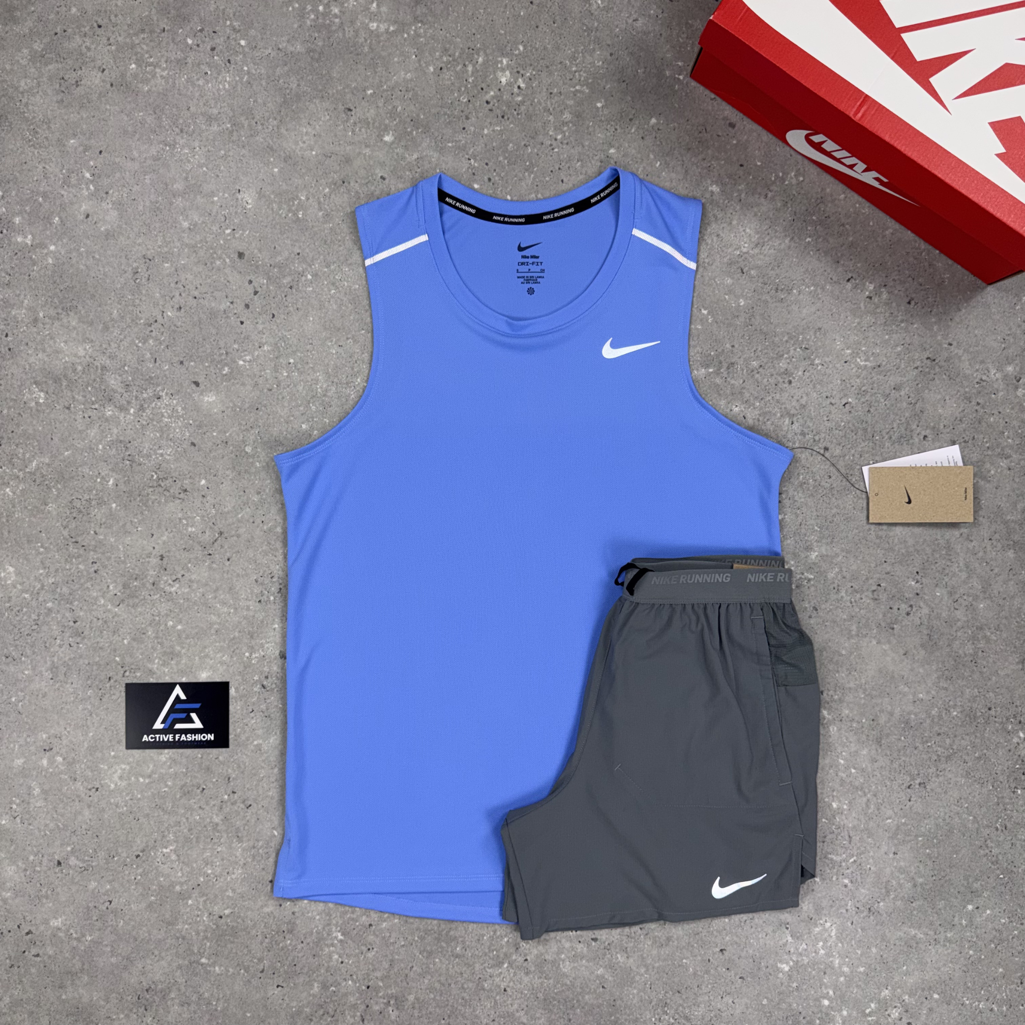 Nike Miler Vest 1.0 Pulse Blue & Grey 5" Flex Stride Short Set