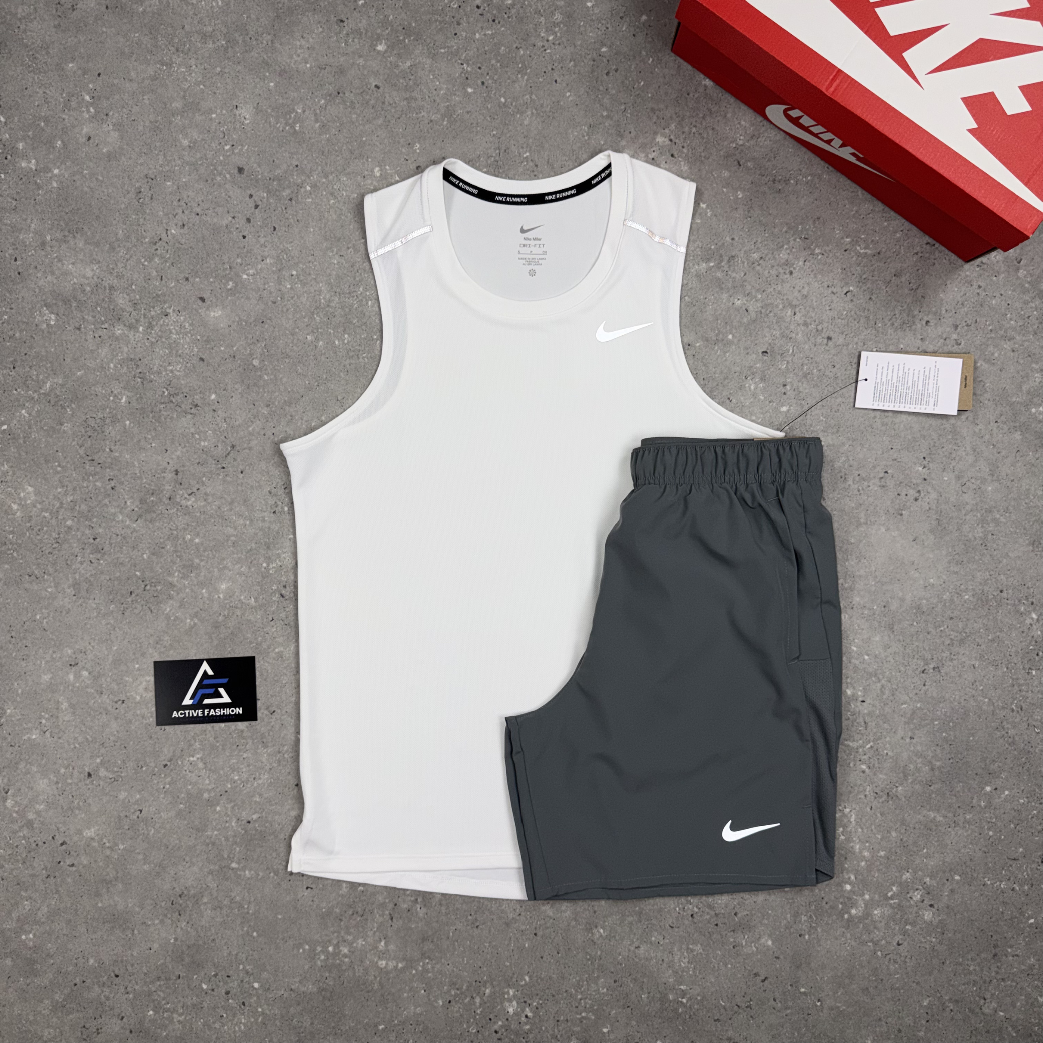 Nike Miler Vest 1.0 Ice White & Grey 7" Challenger Short Set