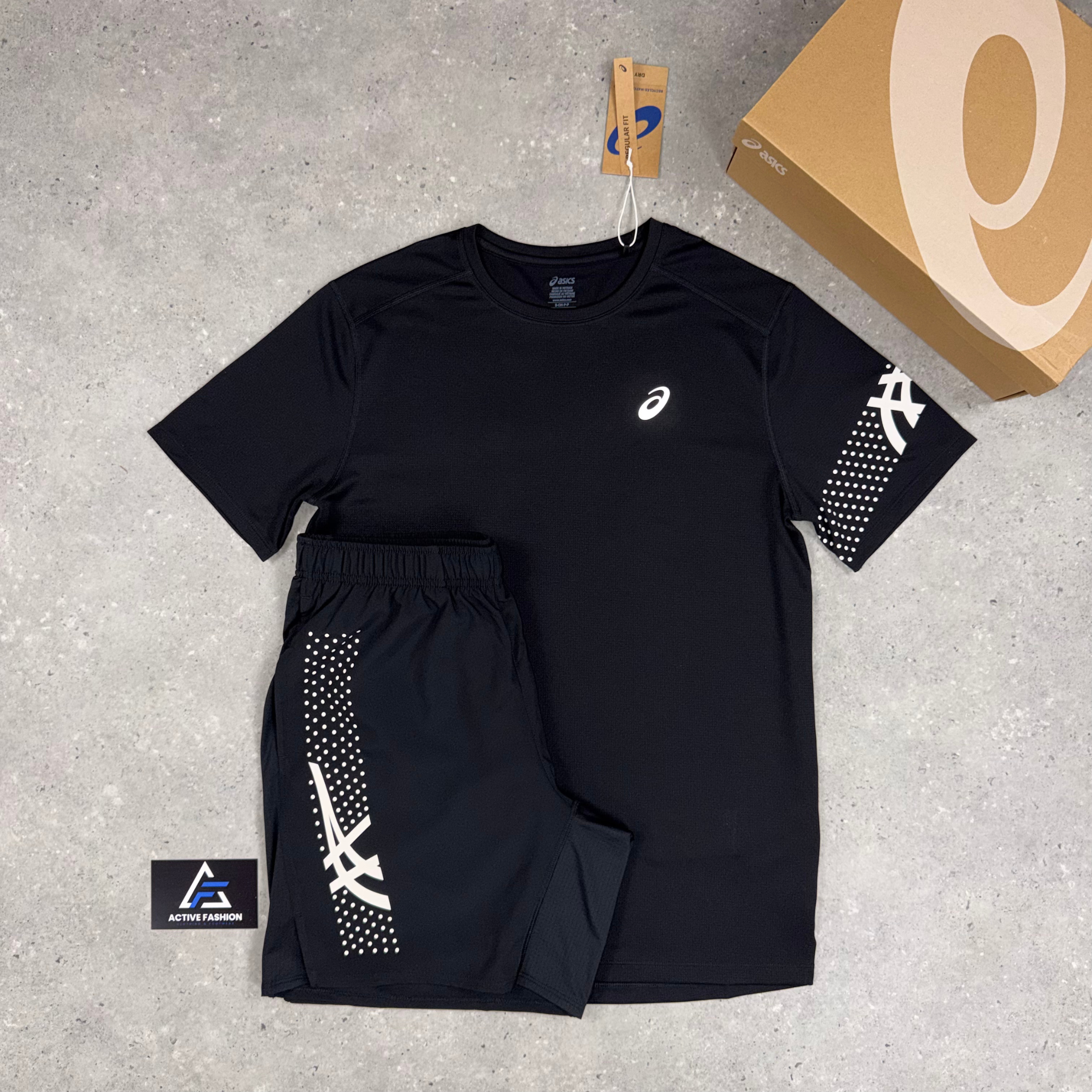 Asics Icon T-Shirt & Shorts Set Black
