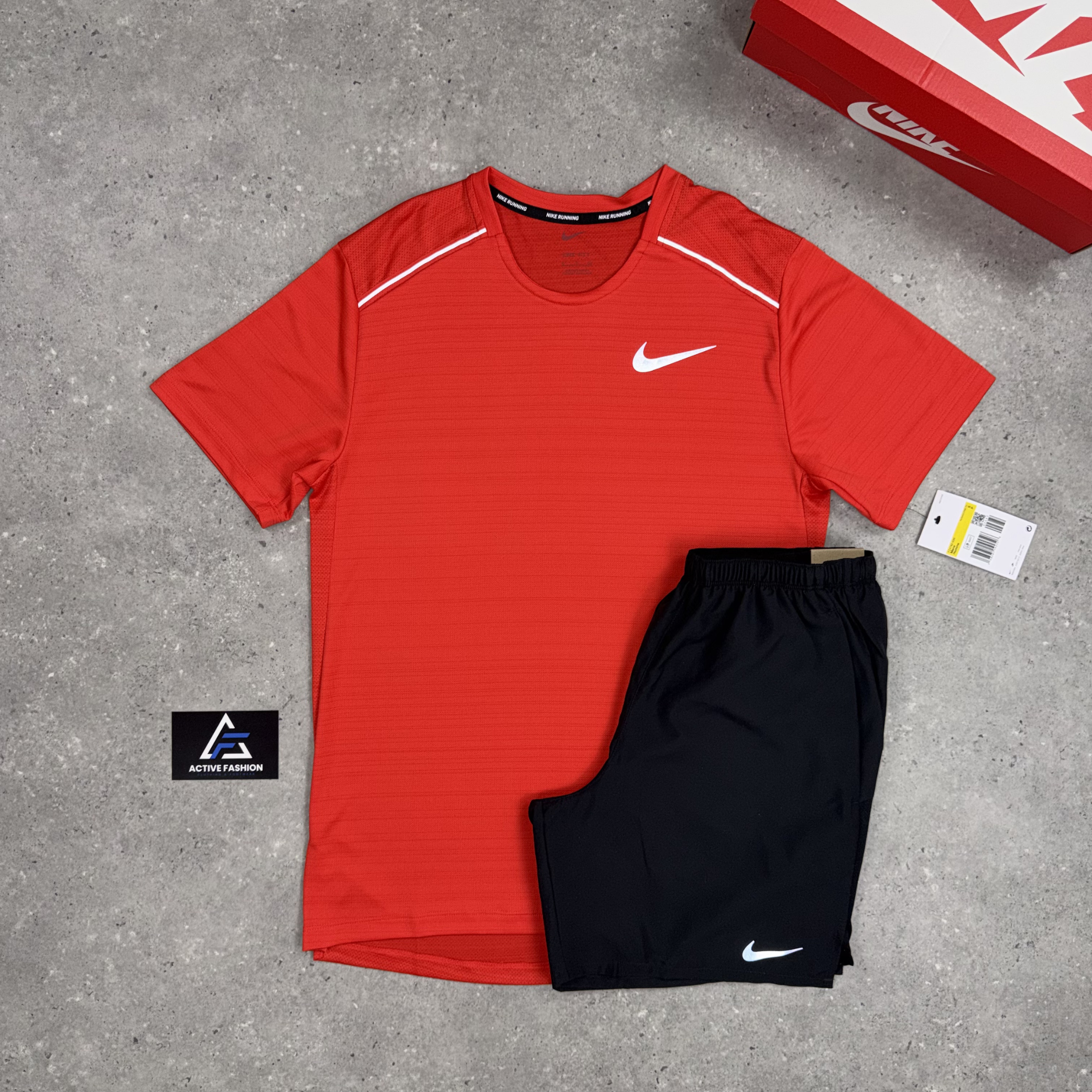 Nike Miler T-Shirt Light Crimson & Grey 7" Challenger Short Set