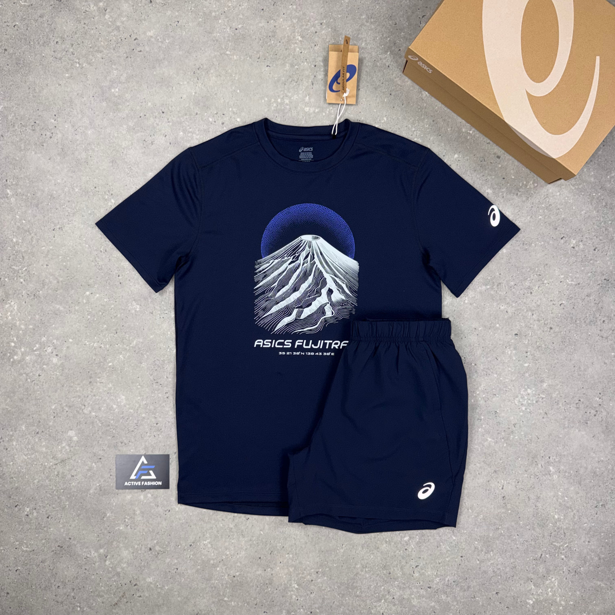 Asics FujiTrail T-Shirt Navy & Navy Core Shorts Set