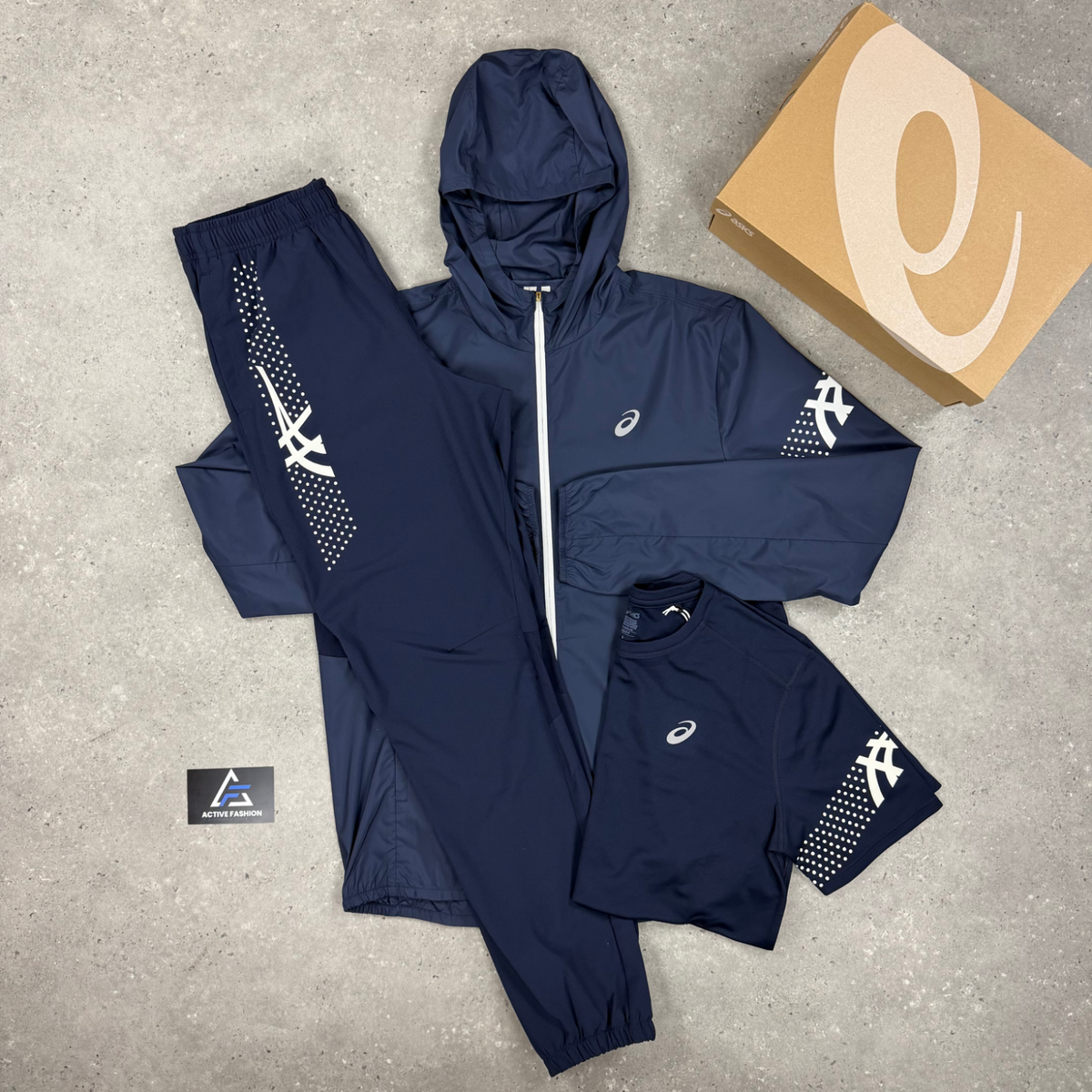 Asics Icon Jacket, T-Shirt & Pants Set Midnight Navy