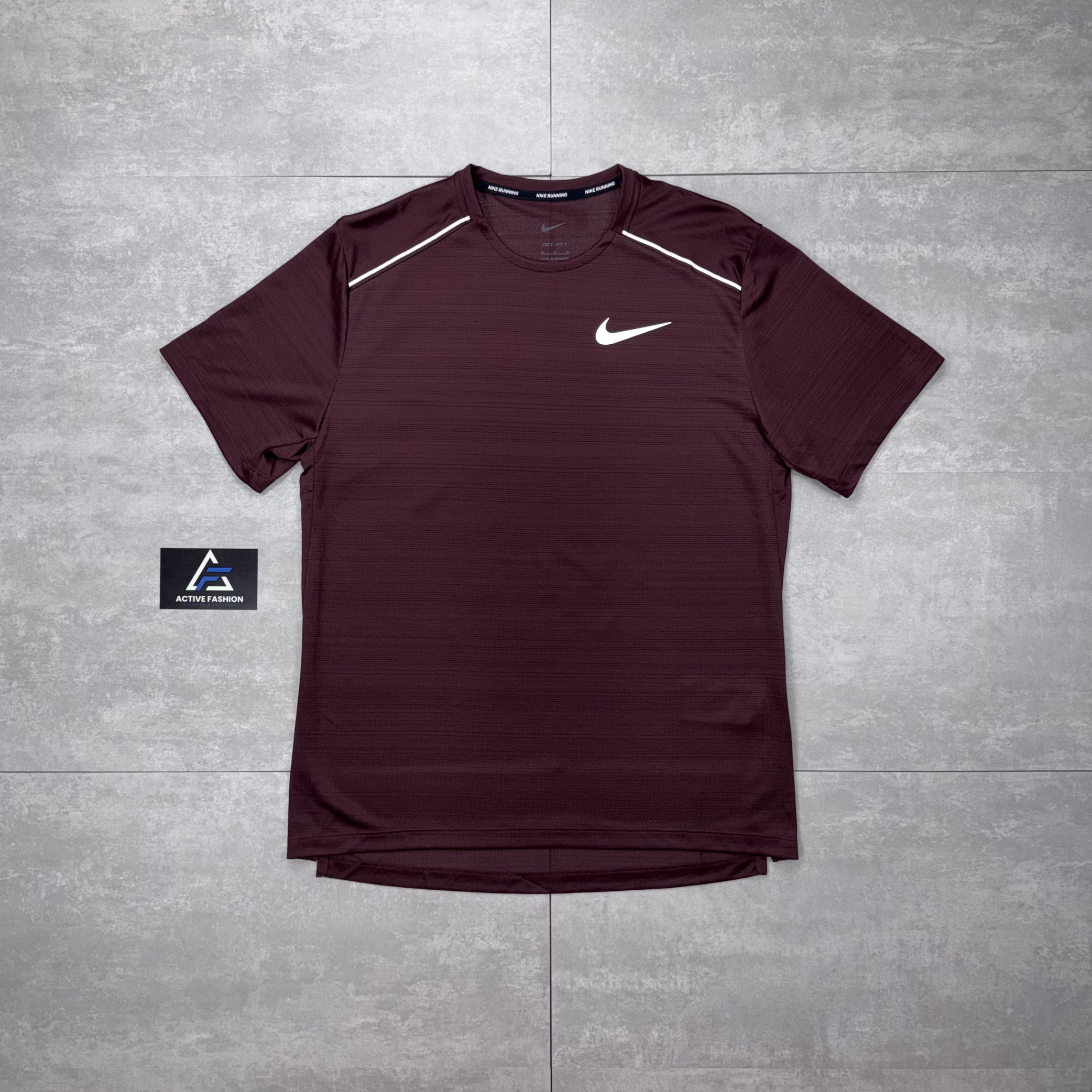 nike miler t shirt burgundy