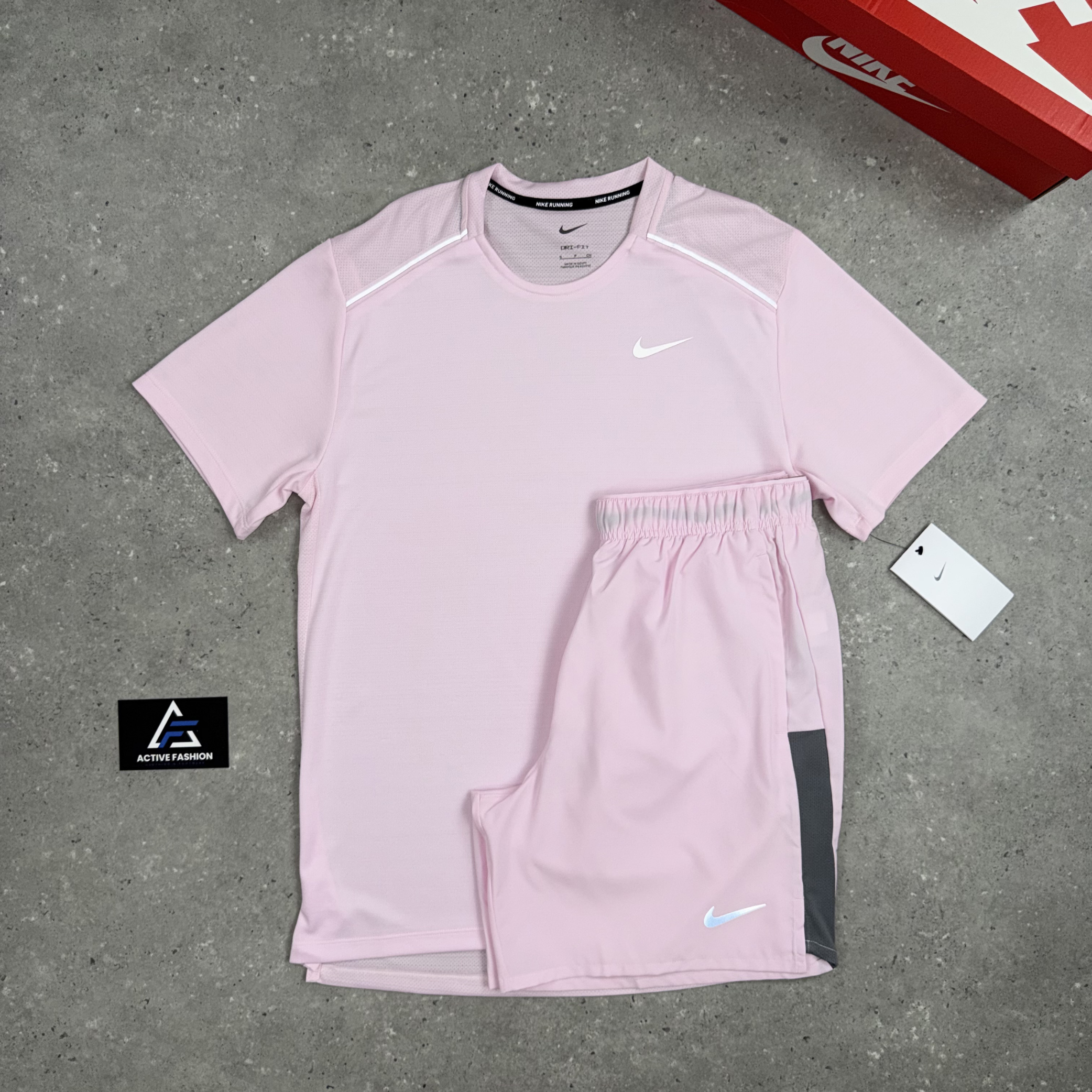 Nike Miler T-Shirt Pink Foam & Pink Foam 7” Challenger Short Set