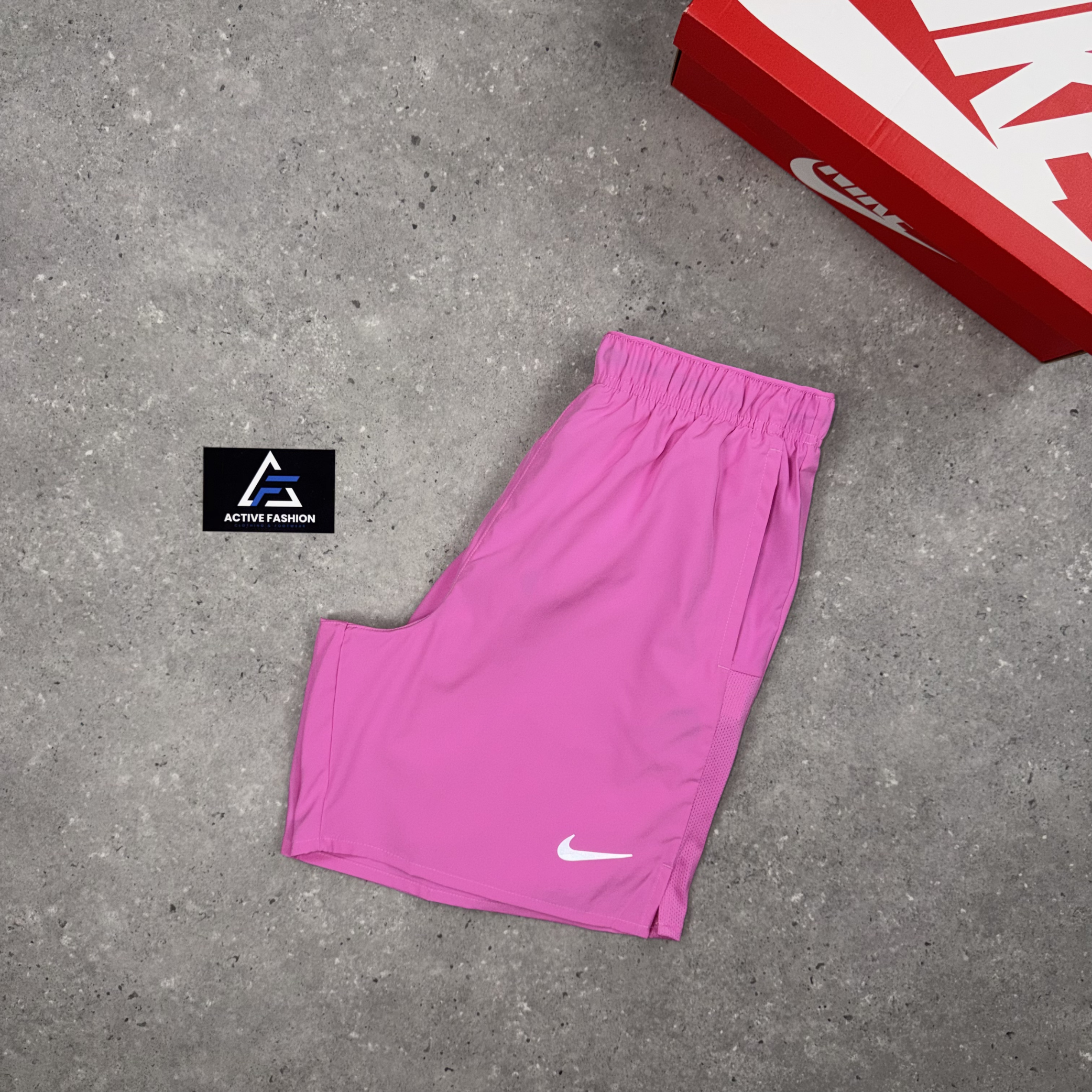 Nike UV Windrunner Jacket, Nike Miler T-Shirt & 7” Challenger Short Set Playful Pink