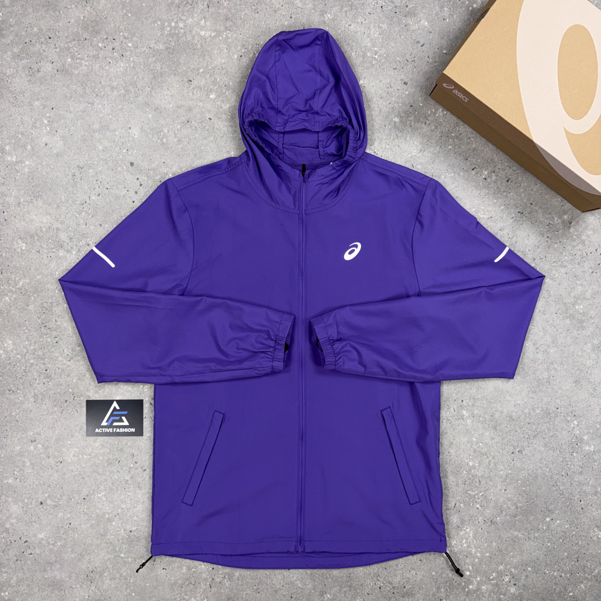 Asics Core Windbreaker Jacket Purple, Purple Seamless T-Shirt & Black Asics Challenger Shorts Set