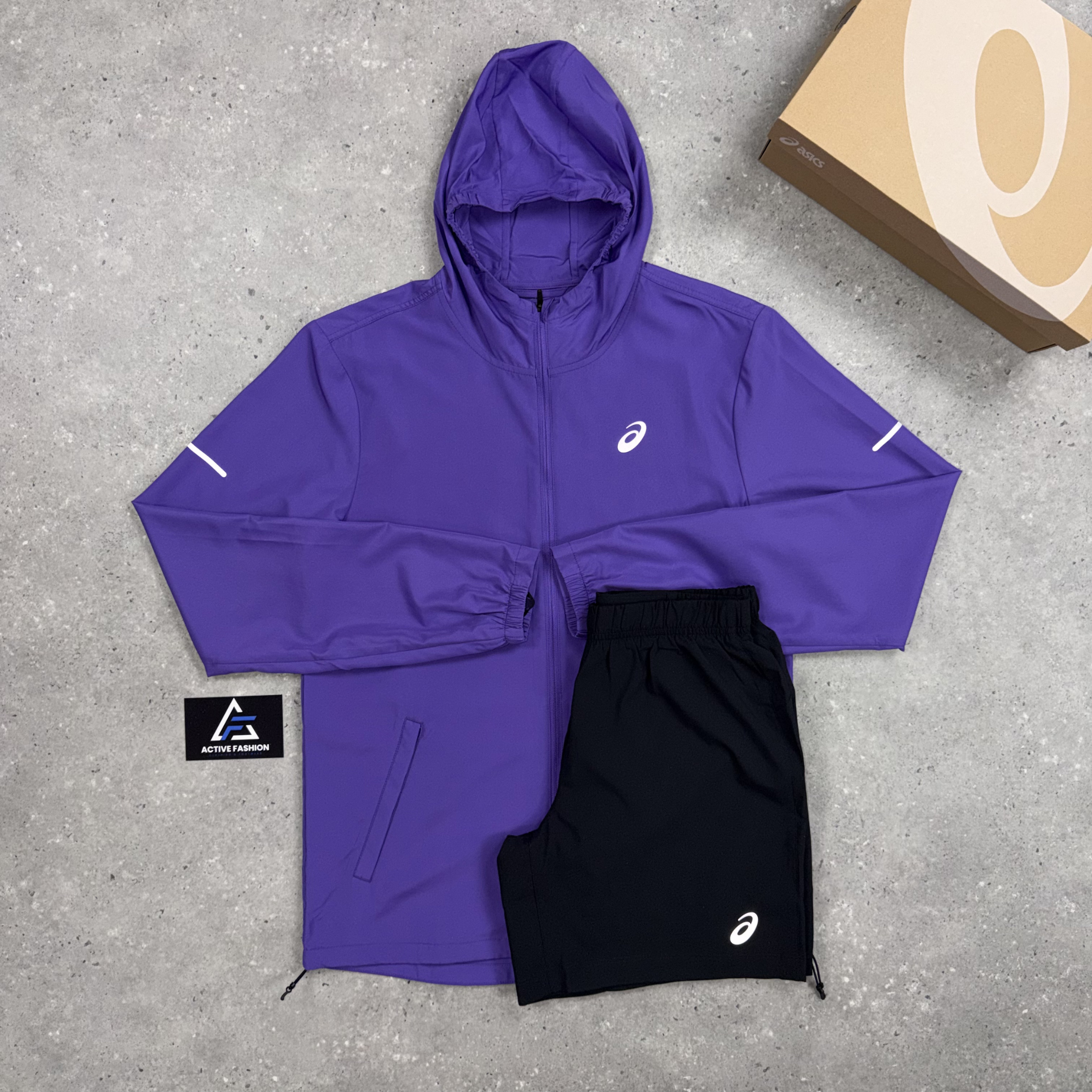 Asics Core Windrunner Jacket Purple & Black 7” Challenger Short Set