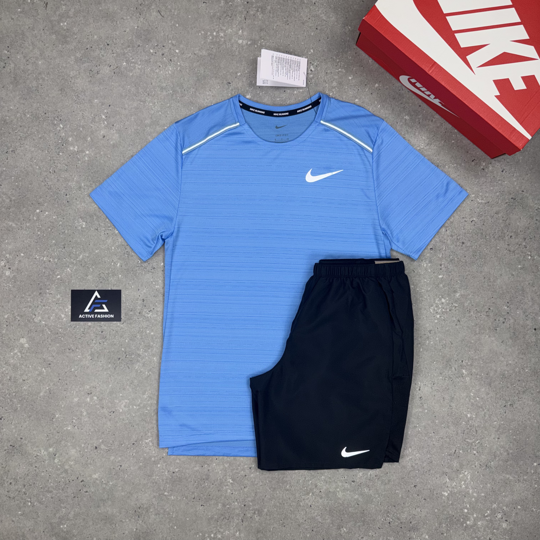 Nike Miler 1.0 University Blue & Black 7" Challenger Short Set