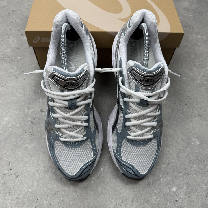 Asics Gel Kayano 14 White Fjord Grey trainers, view 3
