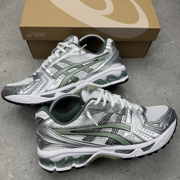 Asics Gel Kayano 14 White Slate Grey trainers, view 2