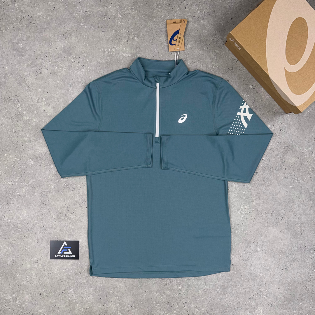 Asics Icon Foggy Teal quarter zip top