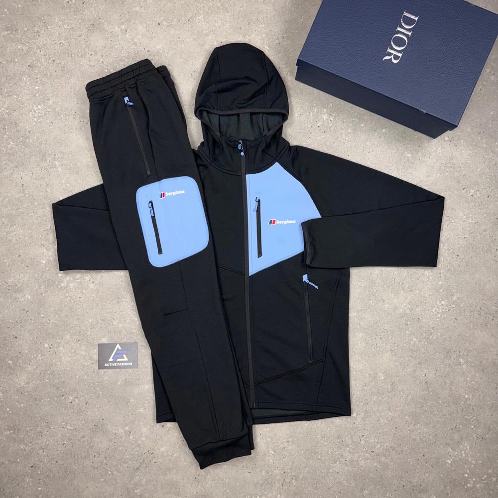 Berghaus Pavey Black Blue windbreaker and pants set