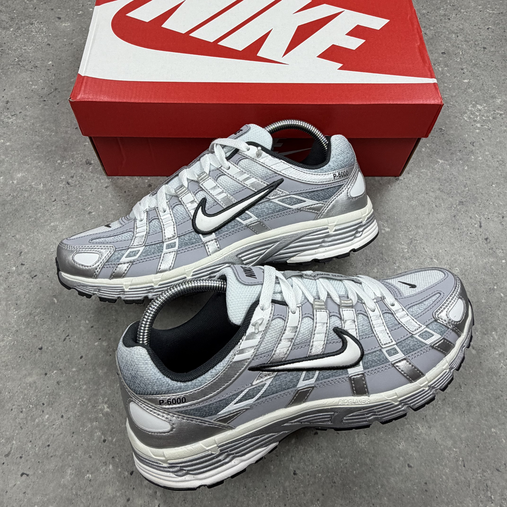 Nike P6000 Metallic Silver Wolf Grey trainers, view 2